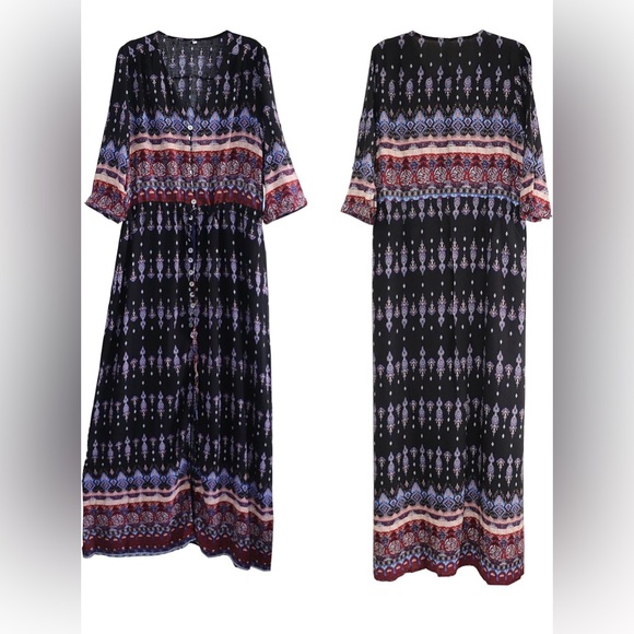 R. Vivimos Dresses & Skirts - R.Vivimos boho floral print button-up maxi dress
